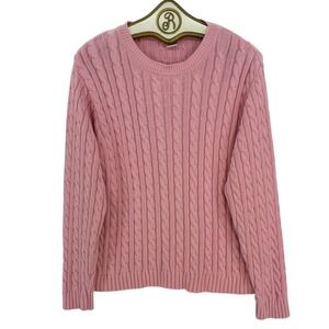 Mark Fore Strike Cable Knit Sweater LARGE Pink Preppy Barbie Cotton Academia